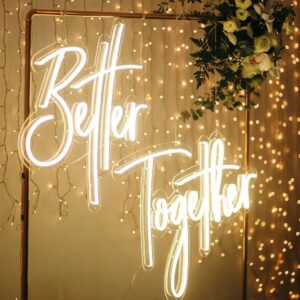 Better Together Neon, Better Together neon light in vibrant LED glow, personalized custom name sign for home decor or events.