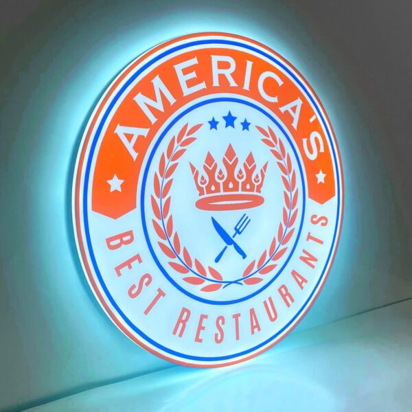 Custom Edge-Lit LED Signs, Custom Edge-Lit LED Sign showcasing illuminated business logo in modern design