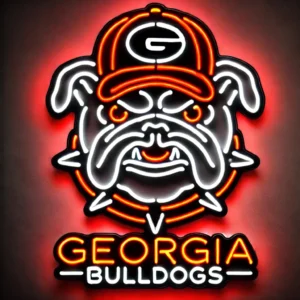 Led Signs Georgia Bulldogs Football Neon Sign, Close-up of Georgia Bulldogs LED neon sign with vibrant red and black colors.