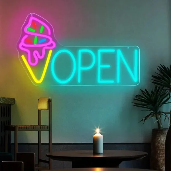 Ice Cream Food Neon Open Sign